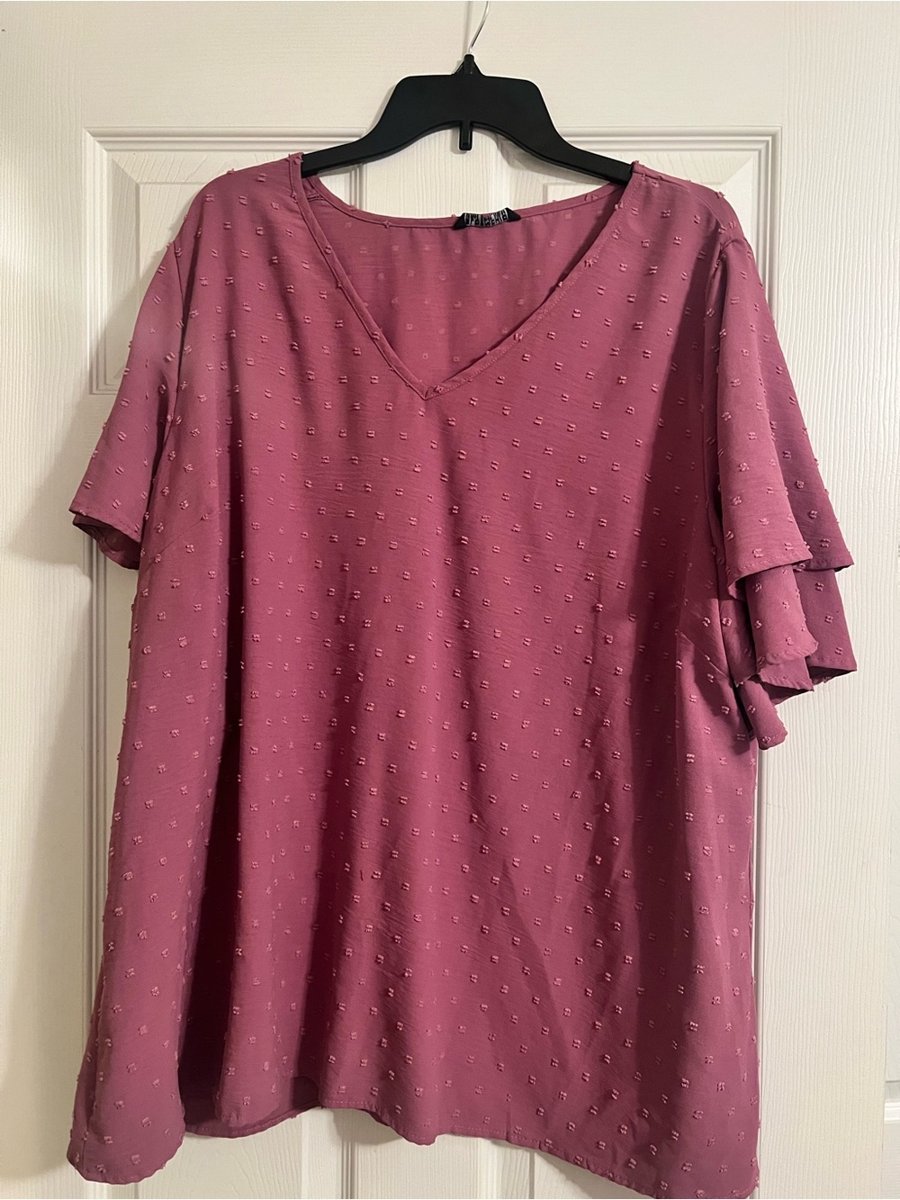 BloomChic Dusty Rose V-Neck Flutter Sleeve Blouse